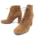 SAINT LAURENT BABIES SHOES 90 Lace-up boots 39 SUEDE CAMEL BOOTS - Saint Laurent