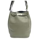 Hermès So Kelly handbag 26 2011 KHAKI KHAKI CLEMENCE LEATHER BUCKET HAND BAG