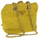 PRADA Nylon Quilted Chain Shoulder Bag Yellow Auth 34271 - Prada
