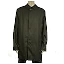 Burberry Men's Cotton Blend Black Trench Jacket Check Lining Coat size 56