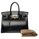 Exceptional Hermes Birkin handbag 35 black box leather - Hermès
