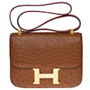 Exceptional Hermes Constance shoulder bag 23 in Hazelnut Ostrich - Hermès