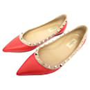 CHAUSSURES VALENTINO BALLERINES ROCKSTUD 37.5 IT 38.5 FR CUIR ROUGE SHOES - Valentino