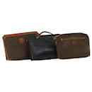 CELINE Macadam Canvas Clutch Bag PVC Leather 3Set Black Brown Auth ar8583 - Céline