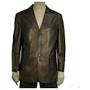 Ralph Lauren Brown Lambskin Leather Button Front Men's Blazer Jacket size 42 R