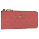 CHANEL Long Wallet Caviar Skin Pink CC Auth th3253 - Chanel