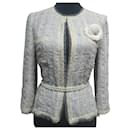 Chanel tweed jacket + brooch 40