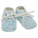 HERMES Animal Illustration Baby Shoes cotton Light Blue White Auth jk3027 - Hermès