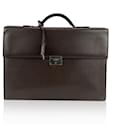 Brown Textured Leather Briefcase Work Business Bag - Loewe