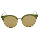 Bottega Veneta B.V0210s Halbrand-Sonnenbrille aus grünem und goldenem Metall