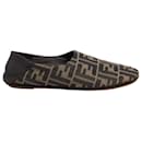 Fendi FF-Logo Slippers in Brown Print Canvas