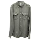 Brunello Cucinelli Button-Down Long Sleeve Shirt in Olive Linen