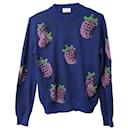 Acne Studio Koray Fruit-Jacquard Sweater in Blue Acrylic