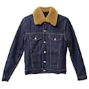 Sandro Shearling-collar Denim Jacket in Blue Cotton