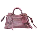 Balenciaga Neo Classic Small Top Handle Bag in Burgundy Calfskin Leather