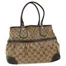 GUCCI GG Canvas Tote Bag Coated Canvas Beige Dark Brown Auth am3623 - Gucci
