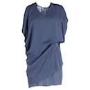 Acne Studios Mallory Overlay Mini Casual Dress in Navy Blue Polyester