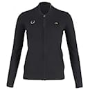 Bella Freud Race Track Zip-Up Track Jacket with Side Stripes in Black Wool