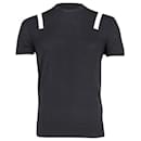 Neil Barrett Knitted T-Shirt with White Stripe in the Shoulders in Black Viscose