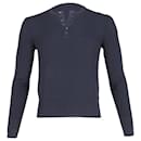 Neil Barrett Knitted Long Sleeve Polo Shirt in Navy Blue Viscose