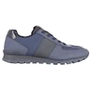 Prada Match Race Low Top Sneakers in Navy Blue Leather 