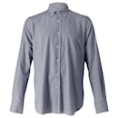 Loro Piana Check Button-Down Shirt in Blue Cotton
