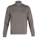 Boss Zip-Neck Sweater in Grey Cotton - Hugo Boss