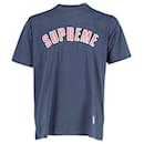 Supreme Printed Arc SS Top in Navy Blue and Red Cotton