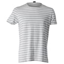 Hugo Boss Tessler Slim-Fit Striped T-Shirt in White and Light Blue Cotton-Jersey 