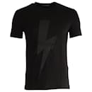 Neil Barrett Thunderbolt Tonal Print T-Shirt in Black Cotton