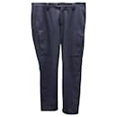 Brunello Cucinelli Flannel Cargo Pants in Navy Blue Wool