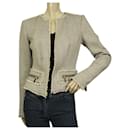 Michael Kors Black & White Open Front Zippers Cotton Linen Tweed jacket size 2