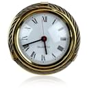 Vintage Rare Metal Round Gold and Silver Table Clock - Gucci