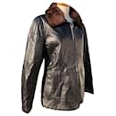 Leather jacket with detachable fur collar by Bally