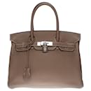 Splendid Hermès Birkin handbag 30 in taupe Togo leather with white stitching