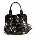 Blumarine Black Patent Leather lined Handles B Charm Small Handbag Pouch Bag