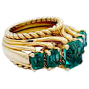 Vintage yellow gold ring, Emeralds. - inconnue