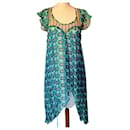 ANTIK BATIK ROBE  DRESS FOLK  DELICE DOUBLE SOIE PANS SOIREE TS OU T 36/38 - Antik Batik