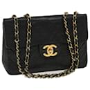CHANEL Big Matelasse Double Chain Shoulder Bag Lamb Skin Black CC Auth bs3702 - Chanel
