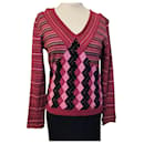 CHRISTIAN LACROIX WOOL SWEATER TRENDY BAYADERE LOSANGES S XL OR 38/40 - Christian Lacroix