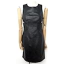NEW CHANEL SLEEVELESS DRESS P73727 38 M BLACK LEATHER GRIPOIX LEATHER DRESS - Chanel