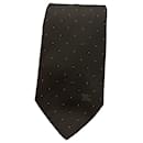 Burberry black silk tie with ivory polka dots