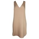 Braunes/khakifarbenes Kleid mit V-Ausschnitt und goldenen Einsätzen - Polo Ralph Lauren
