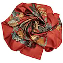 Hermes Red Chapeau Silk Scarf - Hermès