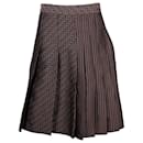Diane Von Furstenberg Asymmetric Pleated Skirt in Brown Polyester
