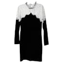 Sandro Paris Two-Tone Lace Midi Dress in Black/White Viscose