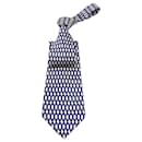 Lanvin Chain Print Neck Tie in White Silk