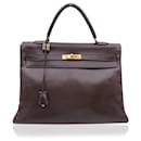 Hermes Vintage Brown Leather Kelly 35 Retourne Bag Handbag - Hermès