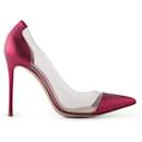 Sapatos de couro e PVC Gianvito Rossi rosa metalizado