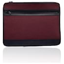 Vintage Burgundy Canvas and Black Leather Portfolio Bag - Christian Dior